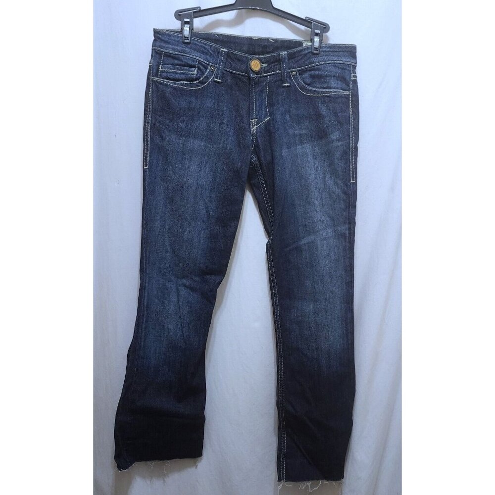 William Rast Bootcut Jeans Dark Blue Cut Off Hem Low Rise Size 28